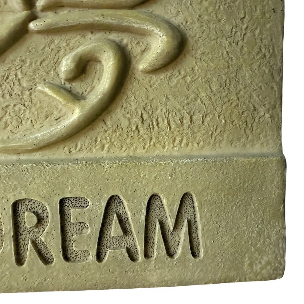 Vtg Stone Effect Dream Kanji Symbol Resin Relief 3D Wall Plaque Asian  Decor 6in